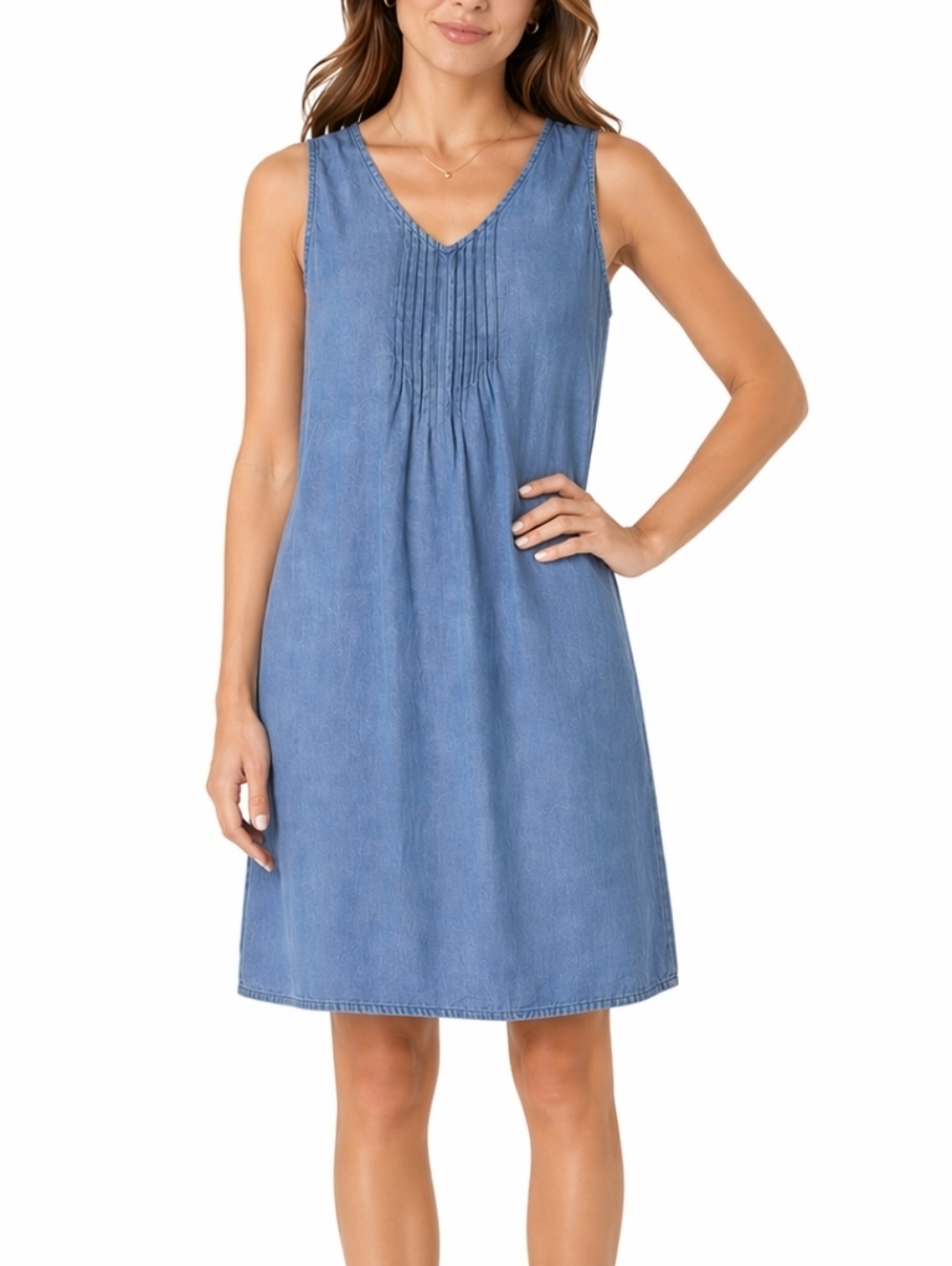 Artisan NY 100% Linen Sleeveless V-Neck Knee Length Summer Casual Shift …